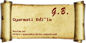 Gyarmati Béla névjegykártya